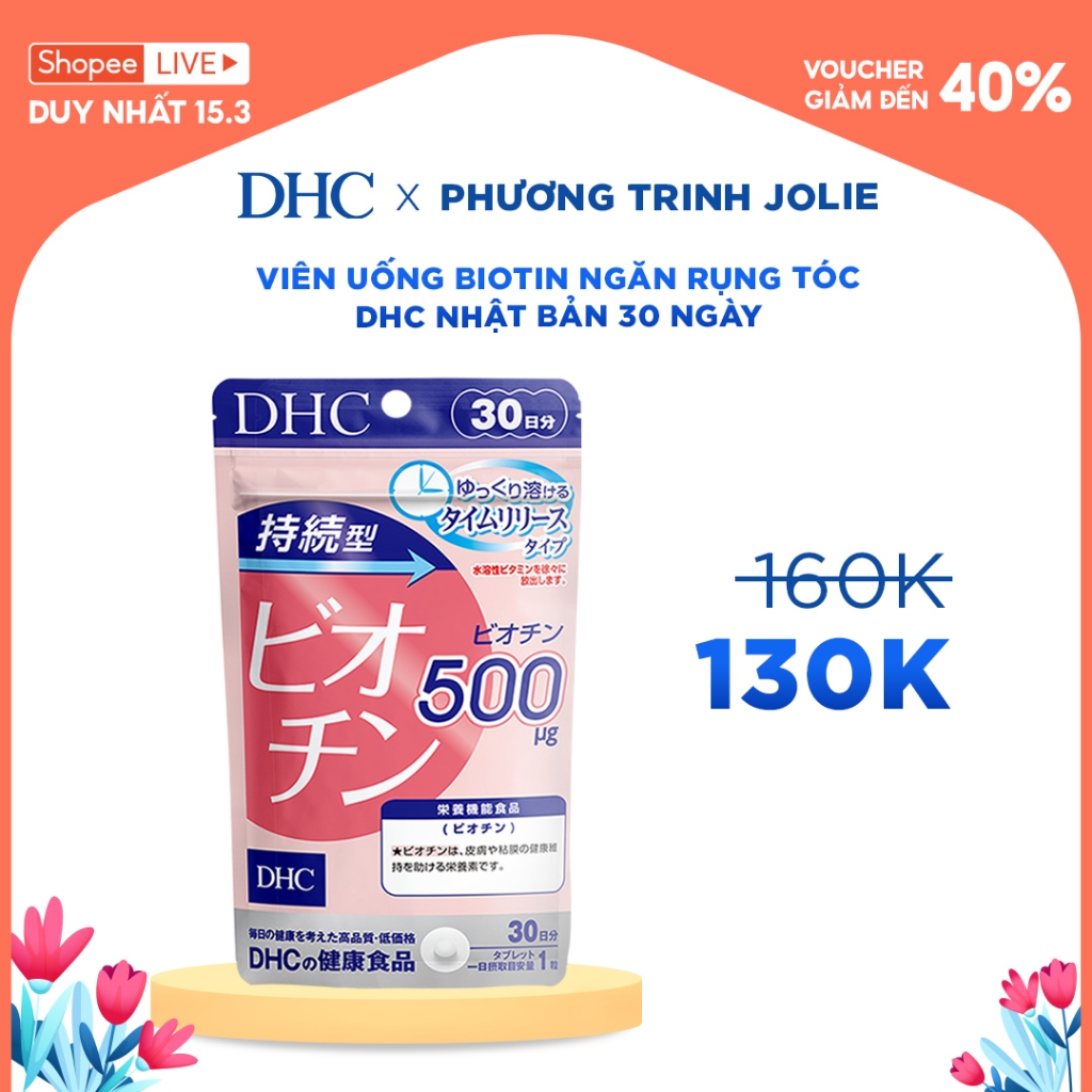 [LIVESTREAM 15.3] Viên uống DHC Biotin ngăn rụng tóc, hỗ trợ mọc tóc Biotin gói 30 viên (30 Ngày)