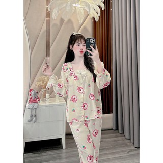 Đồ bộ nữ pijama tay dài thiết kế siêu xinh, đồ mặc nhà tiểu thư , pijama lụa mango cao cấp giá rẻ tận xưởng
