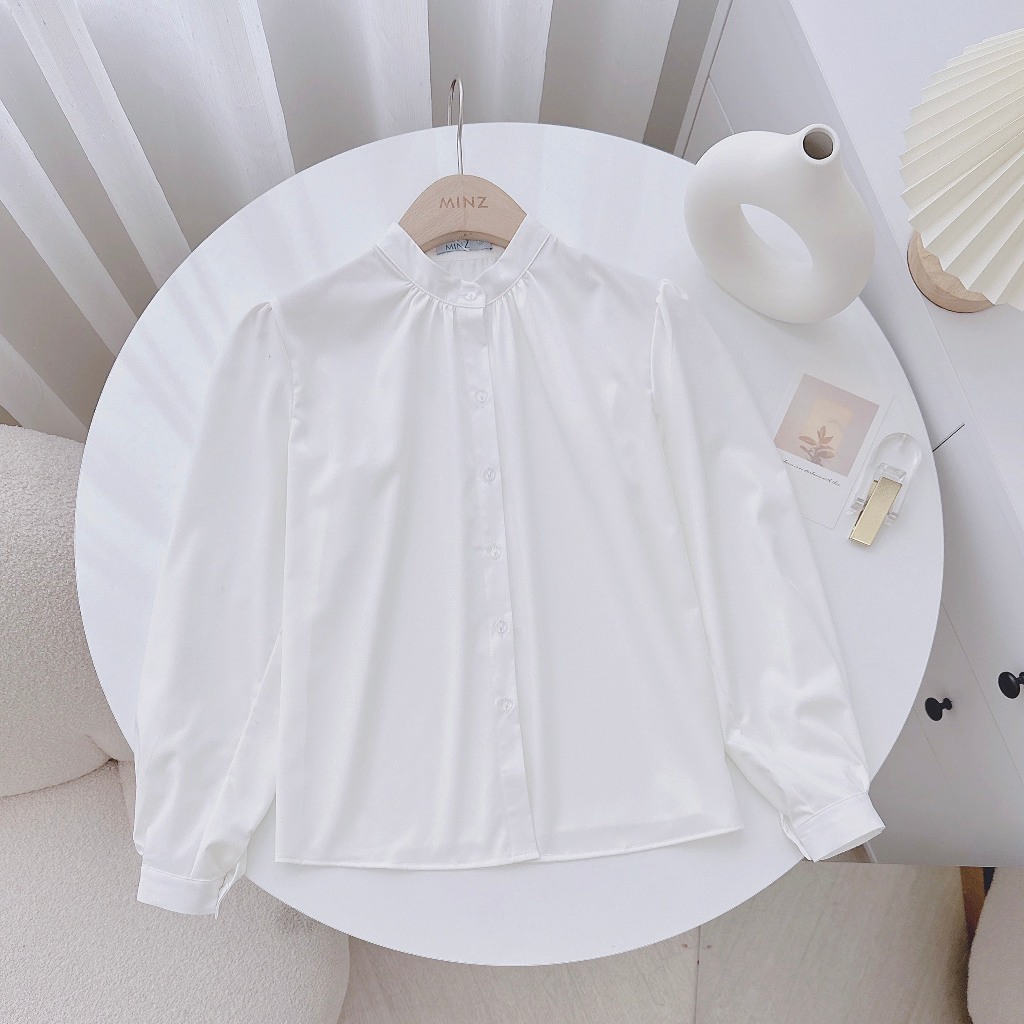 Áo Sơ Mi Cổ Nhún MINZ STORE Mã 5001, Thiết Kế Dài Tay Phong Cách Công Sở