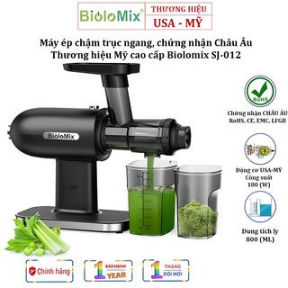 Máy ép chậm trục ngang Dung tích 800ml, Thương hiệu Biolomix Mỹ SJ-012 - Hàng Nhập Khẩu, BH 1 NĂM