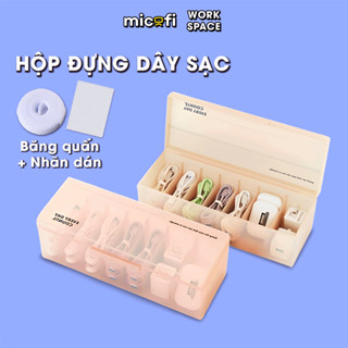 Hộp Đựng Dây Sạc Micofi, Hộp Có Nắp Đựng Dây Điện, Cáp Sạc Nhiều Ngăn Bảo Vệ Tai Nghe, USB, Dây Sạc, Card Bo Góc An Toàn