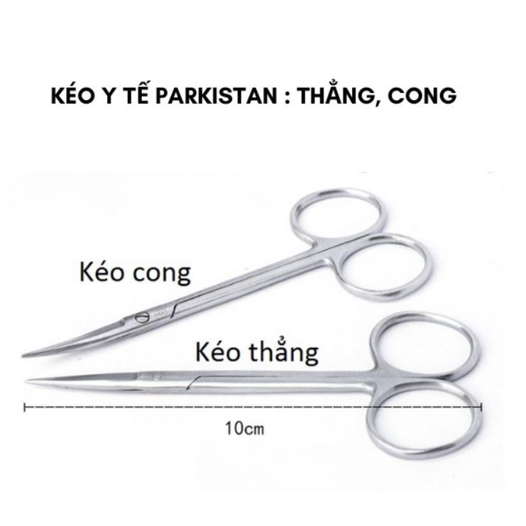 Kéo y tế thép không gỉ thẳng cong, nhọn Pakistan đủ kích cỡ