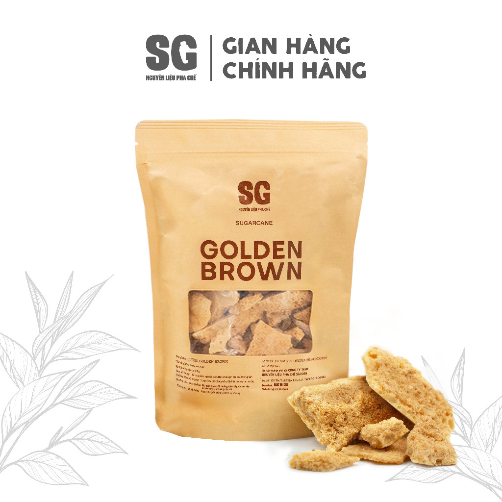 Đường Đá Golden Brown Topping Đường giúp ly cà phê, trà sữa ngọt thanh thơm hơn | Túi 500g | Nguyên Liệu Pha Chế SG