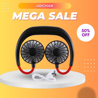 Quạt đeo quàng cổ thể thao có cánh mini tích điện tiện lợi cho mùa hè pin sạc 1200mah tặng kèm cáp sạc usb