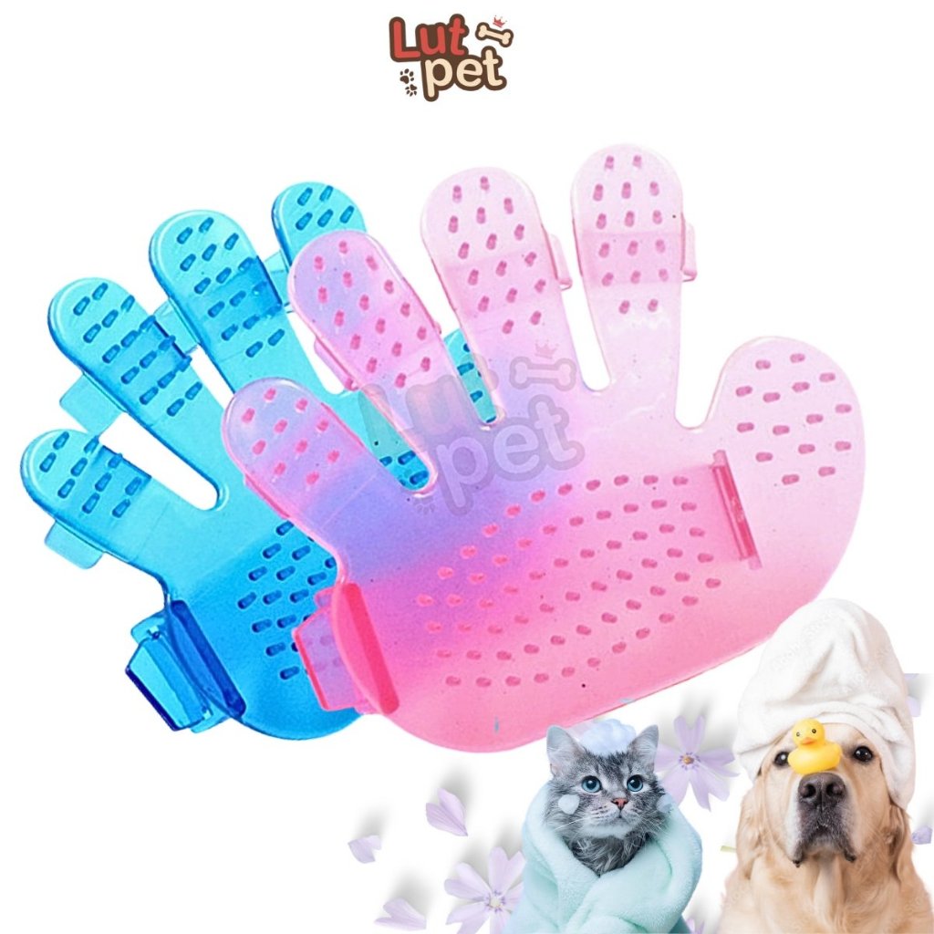 Găng tay tắm chó mèo (silicon) chải lông gỡ rối đánh bông lông - Bàn tay nhựa - lutpet - GT-01