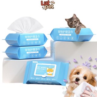 Khăn ướt đa năng cho chó mèo, hamster, thỏ - giấy ướt vệ sinh cho thú cưng (100 miếng) - lutpet
