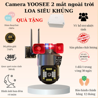 Camera ip yoosee 2 mắt xem 2 màn hình kèm 2 loa to 5.0mpx xoay 360 độ, xem đêm có màu
