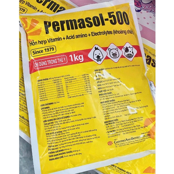 Permasol-500 gói 1kg Hỗn hợp vitamin acid amin và khoáng