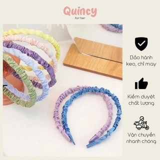 Bờm cài tóc, băng đô nữ vải lụa nhún bèo phong cách Hàn Quốc