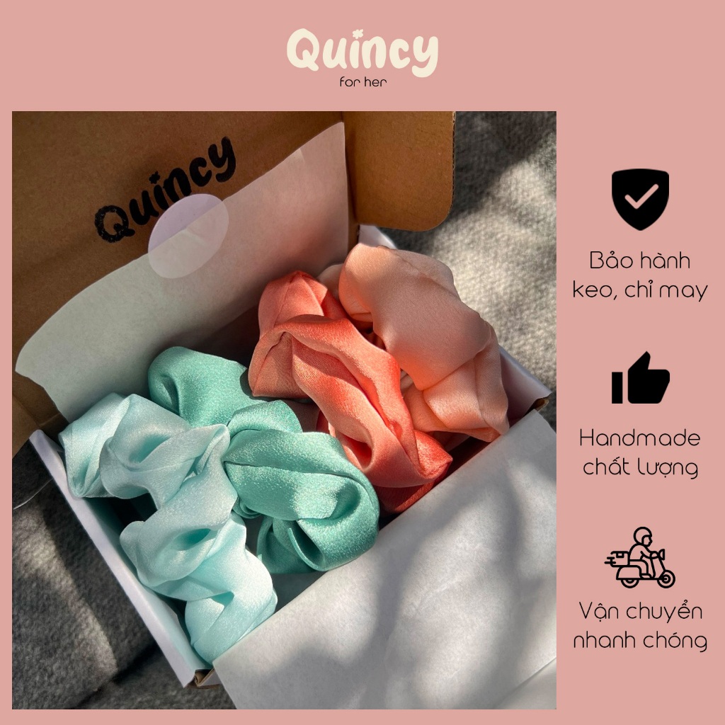 [Handmade] Cột tóc Scrunchies lụa mềm cao cấp, vải bóng đẹp