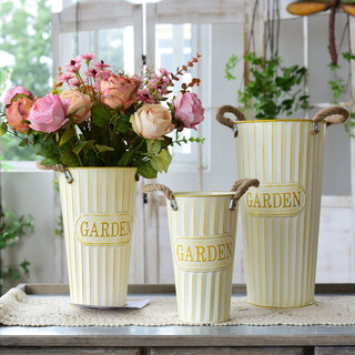 Chậu Hoa Xô Sắt Phong Cách Vintage Decor Trang Trí Nhà Cửa, Xô Thiếc Trắng Phong  Cách Bắc Âu