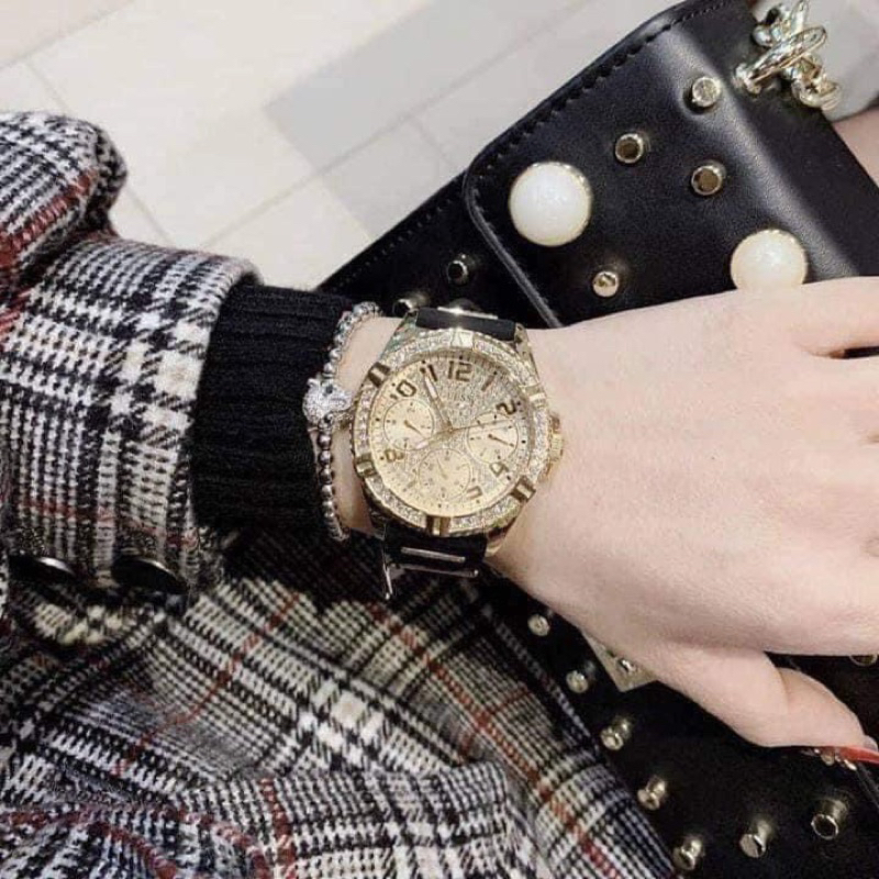 Đồng hồ nữ Guess W1160L5 , W1160L1, W1160L3, W1160L4, mặt tròn đính đá dây silicon chính hãng Siz 38mm