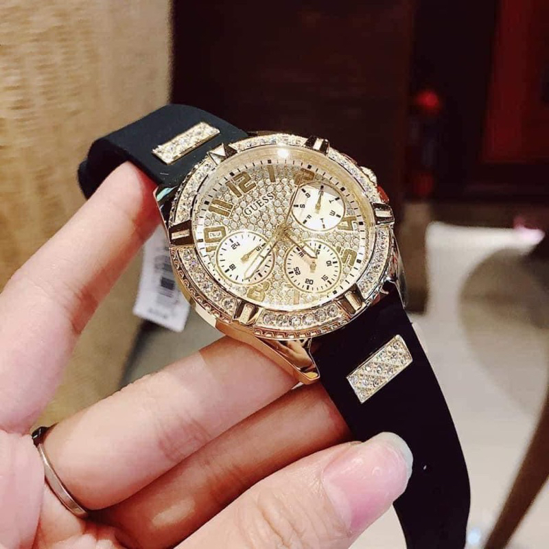 Đồng hồ nữ Guess W1160L5 , W1160L1, W1160L3, W1160L4, mặt tròn đính đá dây silicon chính hãng Siz 38mm