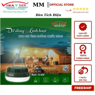 Đèn tích điện 4400 mah, đèn tích điện đa năng 4 chế độ vinasun | chính hãng