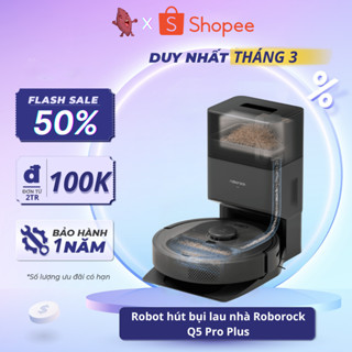 Robot hút bụi lau nhà Roborock Q5 Pro Plus - Lực hút 5500Pa - Chổi chính kép, Tự động giặt rẻ, Tự động đổ rác