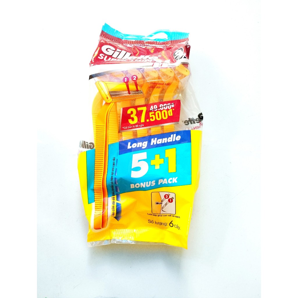 Dao cạo râu gillette cán vàng super thin 5+1