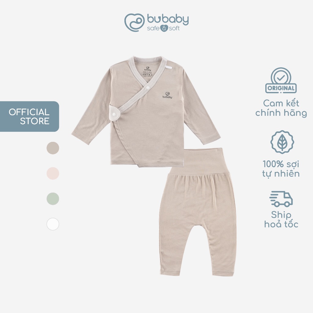 Bộ dài tay cài chéo cho bé sơ sinh chất vải thoải mái, co giãn  - Siro BSR110802 | Quần áo BU Baby chính hãng