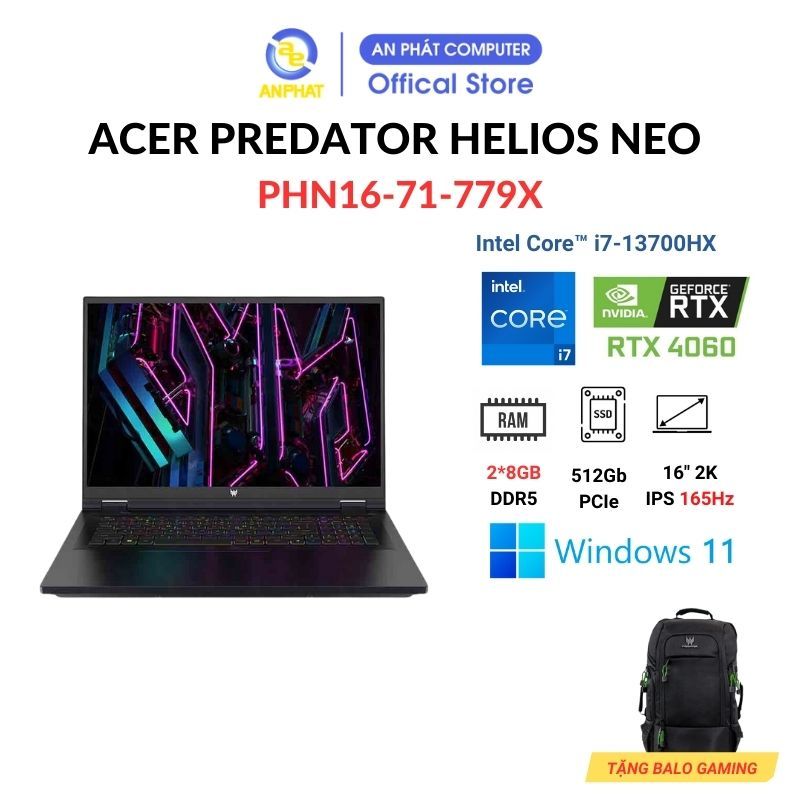 Laptop Acer Predator Helios Neo PHN16-71-779X (Intel Core i7-13700HX | | RTX 4060 8GB)