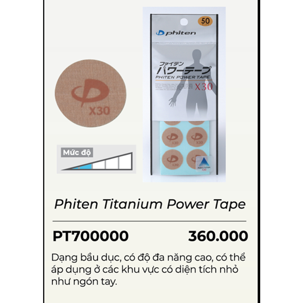 Miếng dán giảm đau X30 Phiten titanium power tape x30 (50 miếng) PT700000