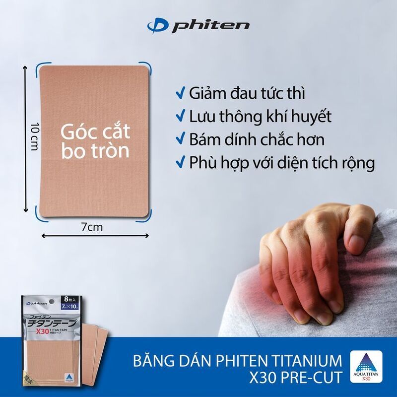 Băng dán cơ Phiten titanium tape x30 pre-cut PU712000