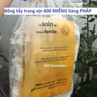 Auth date 2028_Bông tẩy trang Pháp bịch 600 miếng