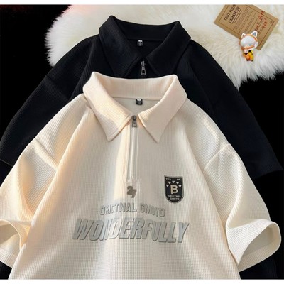 Áo Polo Nam Nữ WONDERFULLY NAD Unisex - Áo Cổ Bẻ Tay Lỡ Chất Liệu Tổ Ong Dệt Trẻ Trung, Cá Tính, Phong Cách Ulzzang