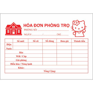 Hoá đơn phòng trọ khổ a6 kt 10x15cm