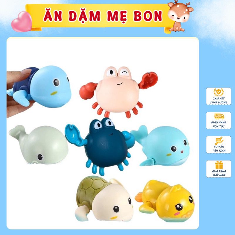Đồ chơi nhà tắm cho bé: con vịt vặn cót, cá heo vặn cót