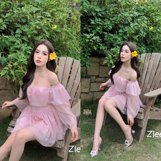 Váy tơ trễ vai cup ngực xoè tầng, hàng thiết kế hottrend - V020