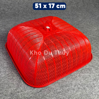 Lồng bàn nhựa vuông lớn đậy thức ăn kích thước 51 cm màu đỏ, xanh của tổng kho gia dụng Du Thủy