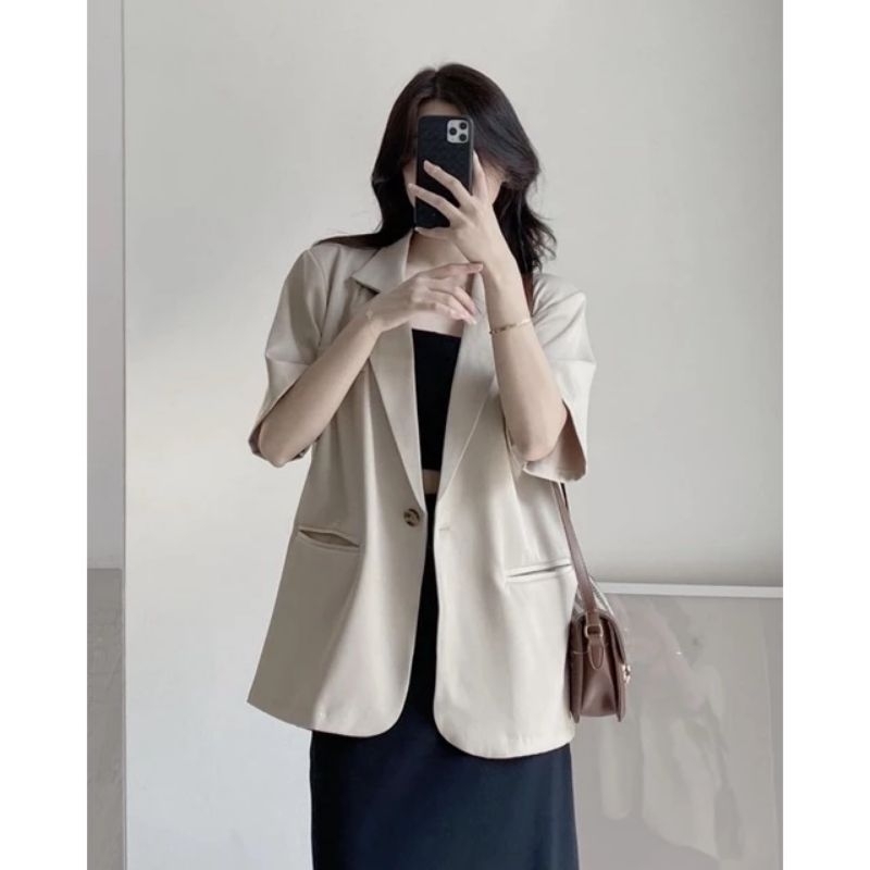 (video thật)Áo BLAZER CÔNG SỞ NỮ TAY NGẮN phom vừa người màu trơn vải đẹp  áo vets nữ