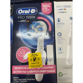 Bàn Chải Điện Oral B Pro 1500 SENSITIVE CARE Chuyên Dụng Cho Răng Niềng Hoặc Răng Nhạy Cảm Với 2 Chế Độ Làm Sạch