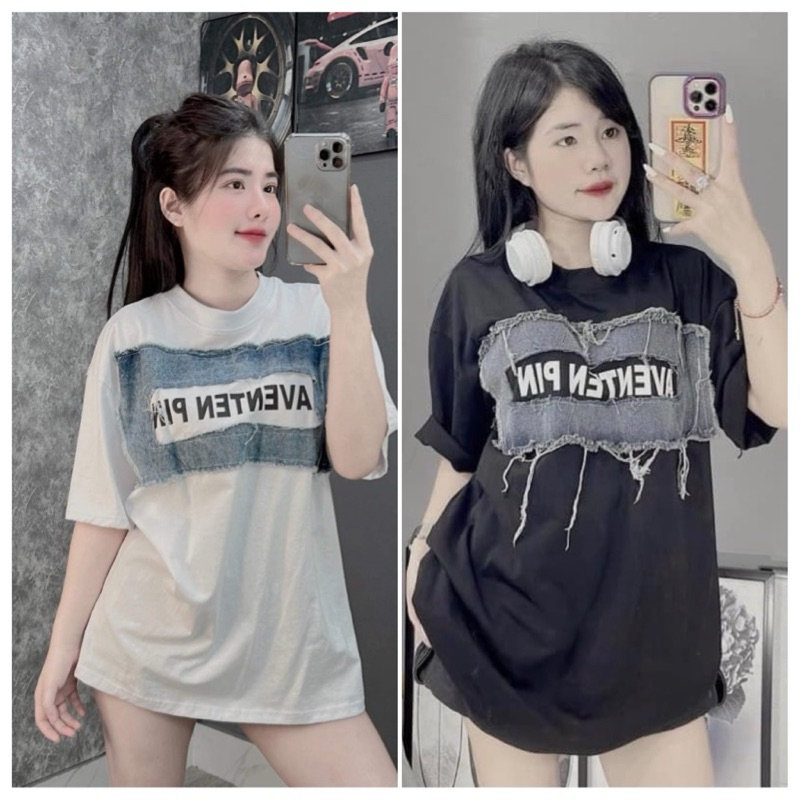 Áo phông chữ rách ngực Chất cotton khô 3158 Fom rộng giấu quần