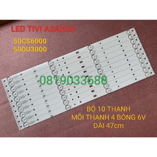 Thanh led tivi asanzo 50cs6000 50uc6000 50du3000 hàng mới 100% bộ 10 thanh mỗi thanh 4 bóng 6v dài 47cm