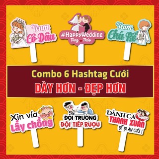 Combo 6 Hashtag Cầm Tay Chụp Ảnh Đám Cưới, Đám Hỏi