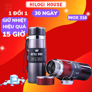 Bình nước giữ nhiệt 1000ml HiLOGI KITCHEN giữ lạnh 18 giờ giữ nóng 10 giờ có dây treo và khay lọc trà inox
