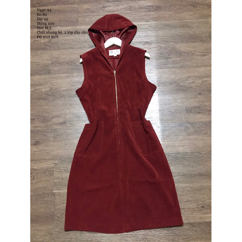 Đầm có nón chất nhung hè size M,L