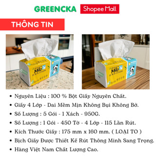 Khăn Giấy Rút Cao Cấp Gấu Trúc MILO 450 Tờ Giấy 4 Lớp LOẠI TO Dai Mềm Mịn