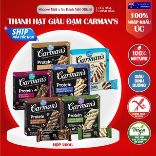 Thanh Giàu Đạm Carman's Protein Bar Salted Dark Choc, Almond - Chocolate Đen Muối, Hạnh Nhân - 200g