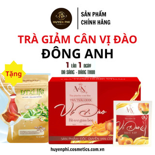 Trà giảm cân vị đào Đông Anh hộp 15 gói tặng detox vitamin