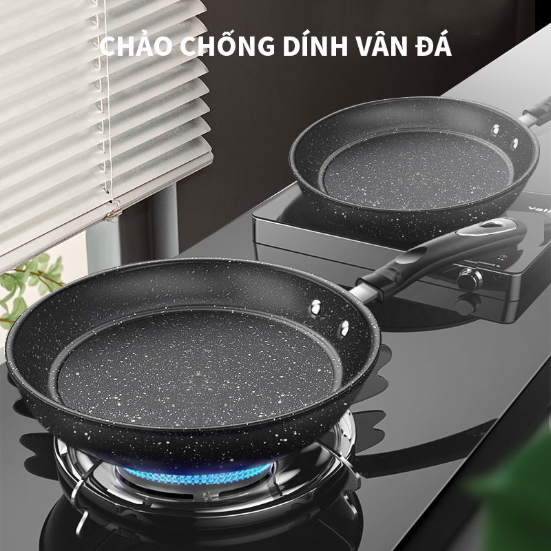 Chảo Chống Dính Di Động Tiện Dụng Cao Cấp Chảo đá chống dính để chiên trứng bít tết đa năng Dùng Bếp Từ,Bếp Gas Chảo