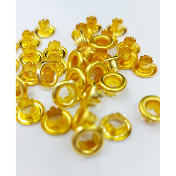 Khoen ore mắt cáo CHẺ CHÂN bằng SẮT Size 4mm,4.5mm,5mm,6mm Màu vàng Túi 100 cái Không có long đền