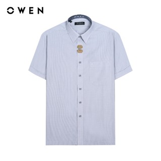 OWEN - Áo sơ mi ngắn tay Body Fit màu Ghi chất liệu Bamboo - AB230748NT