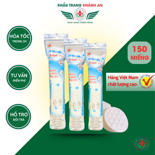  Bông tẩy trang tròn Khánh An 150 miếng lớp bông siêu dày mềm mịn thấm hút tốt phù hợp cho mọi loại da KABTT150 