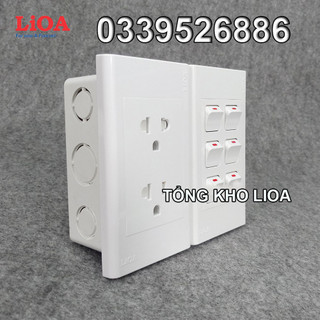 Combo ổ cắm điện đôi 3 chấu lioa 16a 3520w + 6 công tắc điện - lắp âm tường