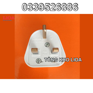 Phích cắm 3 chân LiOA tiêu chuẩn châu âu kiểu Anh có cực nối đất và cầu chì 13A - PUK