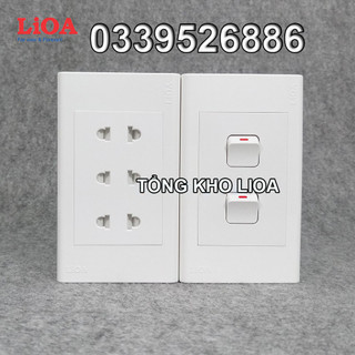 Combo ổ cắm điện ba 2 chấu LiOA 16A 3520W + 2 công tắc điện - Lắp nổi