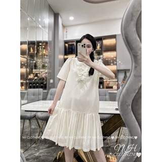 Váy chân dập nơ ngực cổ ren