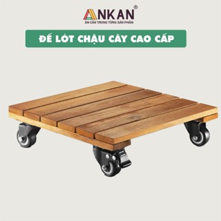 Kê Chậu Cây Có Bánh Xe ANKAN, Chuyên Chậu Cây 150Kg, Di Chuyển Êm Ái, Hình Vuông Màu Vàng Cạnh 30cm