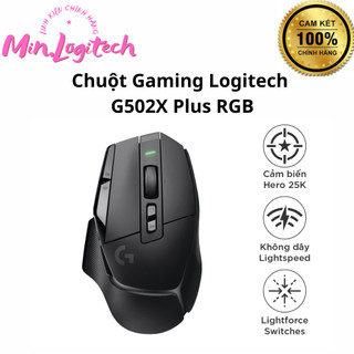 Chuột game không dây logitech g502 x plus lightspeed – lightforce hybrid, rgb, cảm biến hero 25k- sản phẩm chính hãng